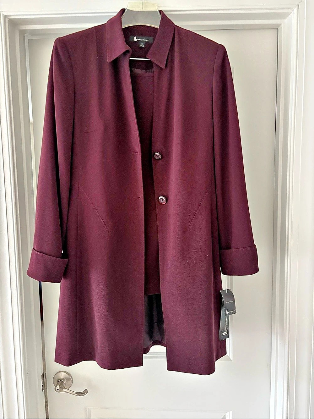 Larry Levine Eggplant colored Midi Skirt Set. Nice for the office, or a business